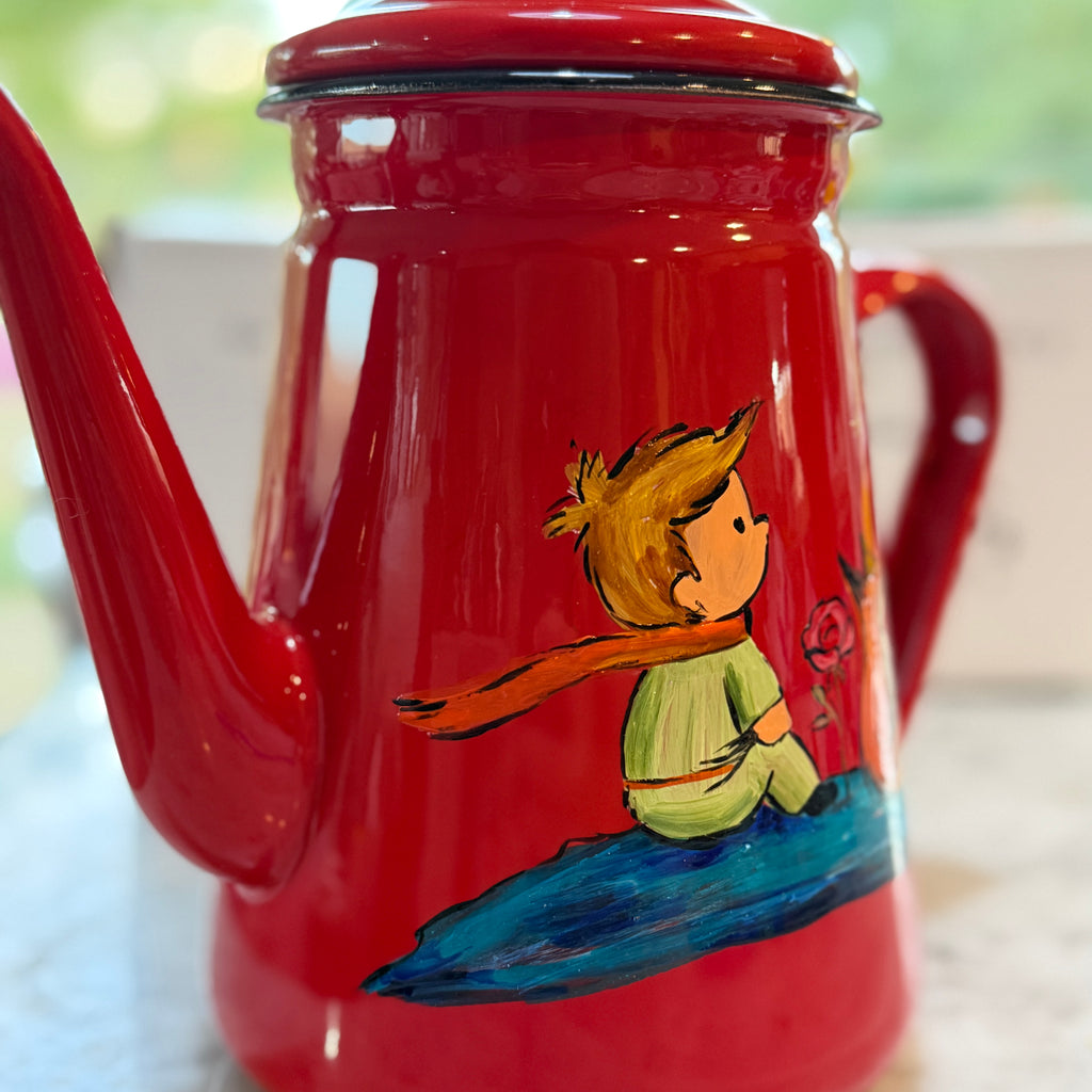 Tetera Principito enlozada tipo cafetera