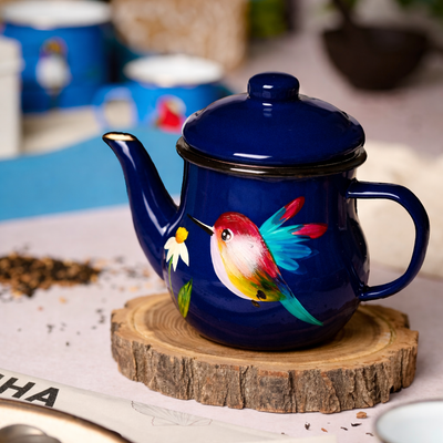 Tetera enlozada azul oscuro  para té