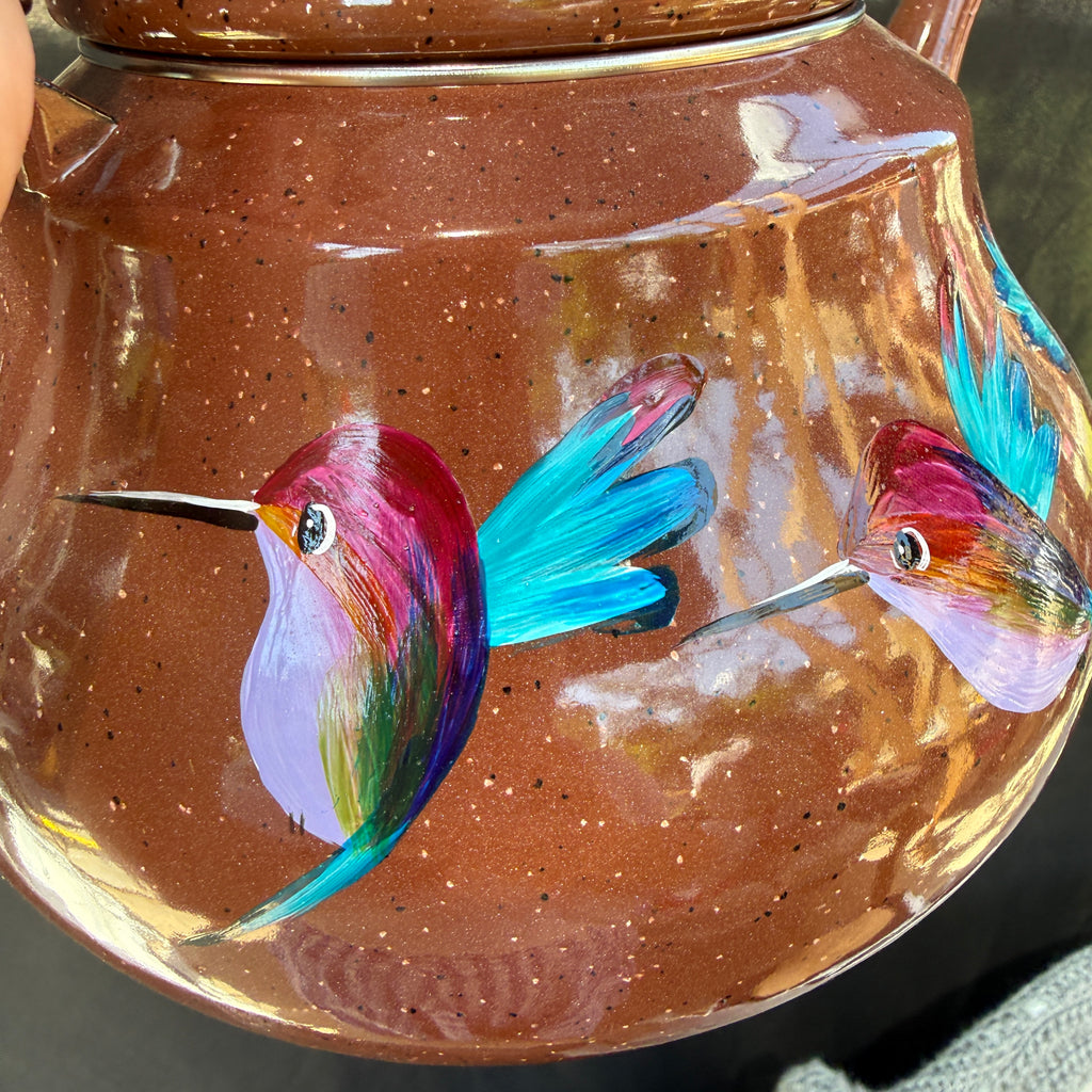 Tetera enlozada Cafe con colibríes