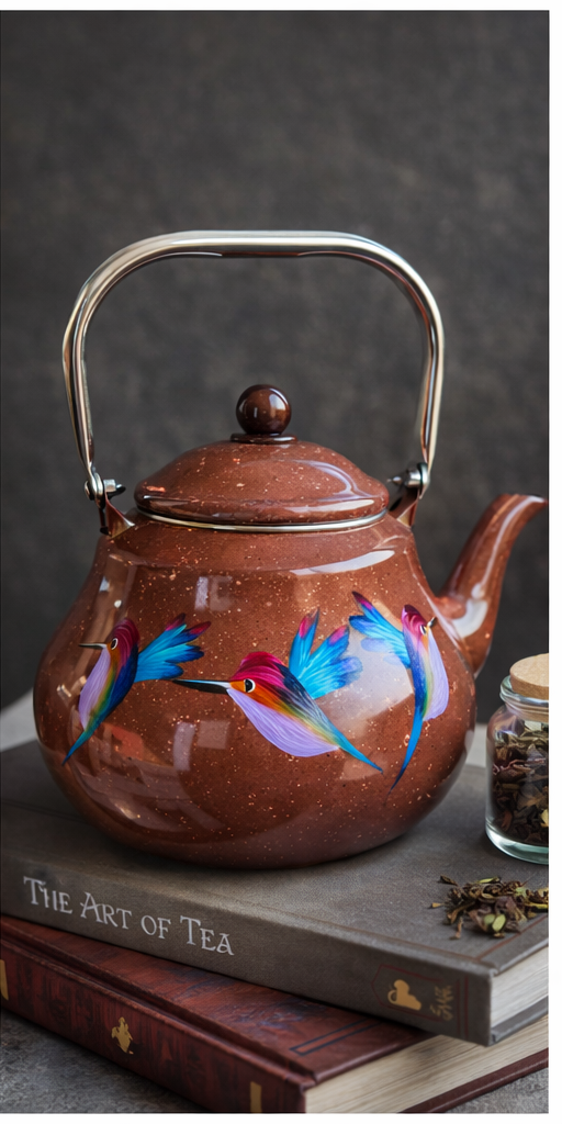 Tetera enlozada Cafe con colibríes