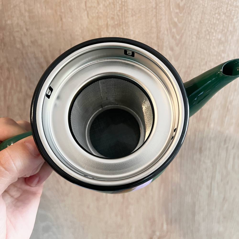 Teterita para té, verde con colibrí