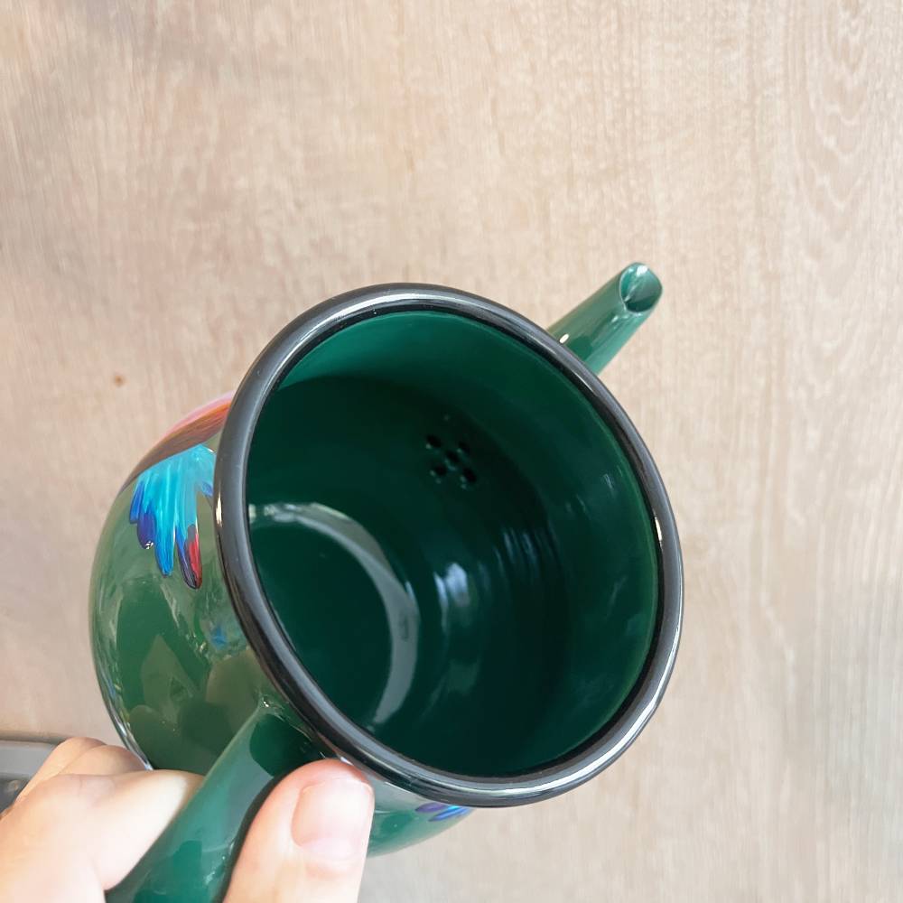 Teterita para té, verde con colibrí