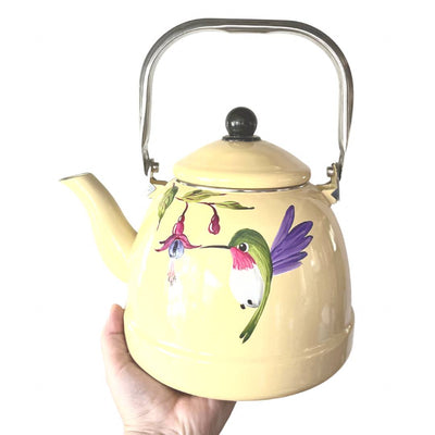 Tetera enlozada Beige 3 litros colibrí