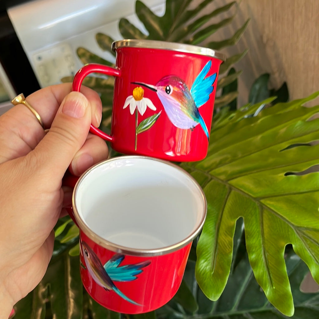 Jarro enlozado rojo 150 ml Colibrí