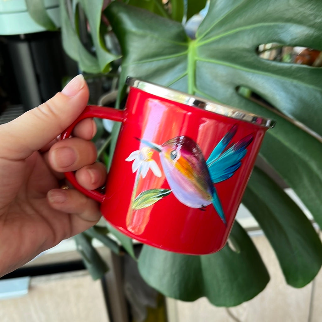 Jarro enlozado rojo 300 ml Colibrí